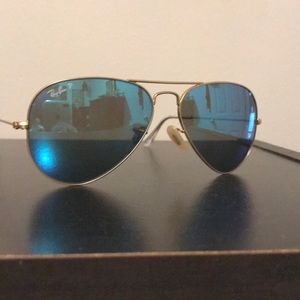 Ray Ban polarized flash blue aviators